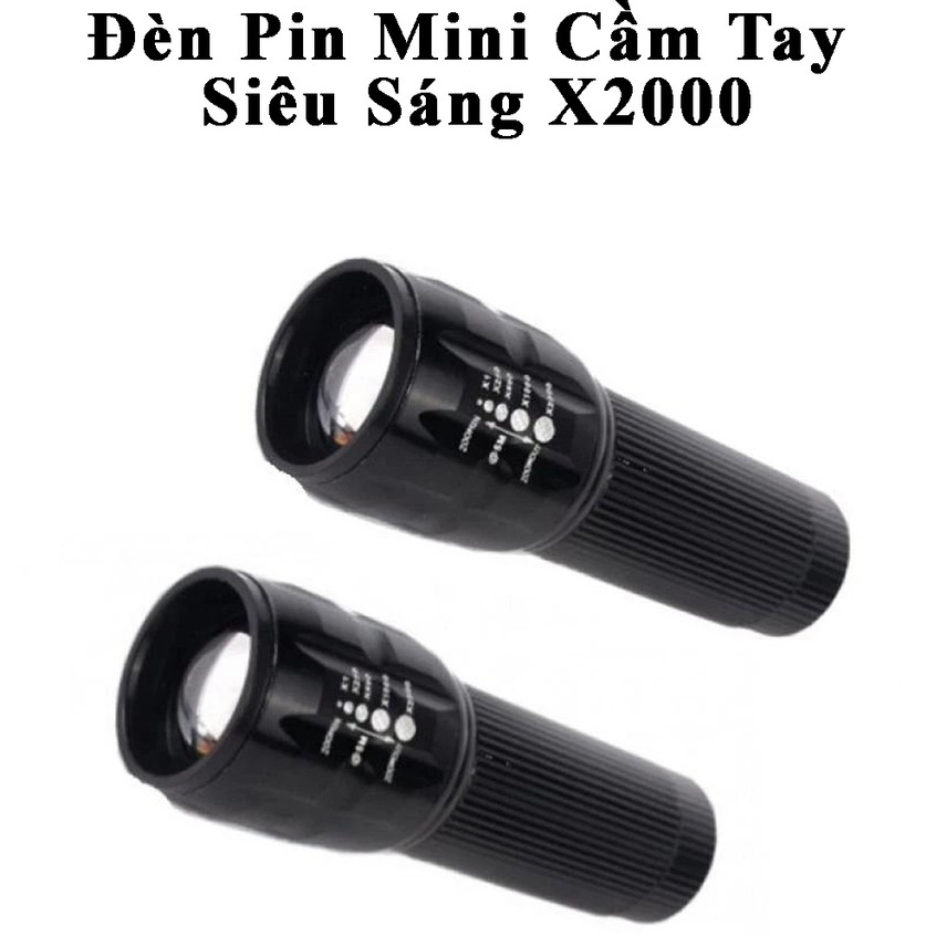 Đèn Pin Mini Cầm Tay Siêu Sáng X2000 Đa Năng
