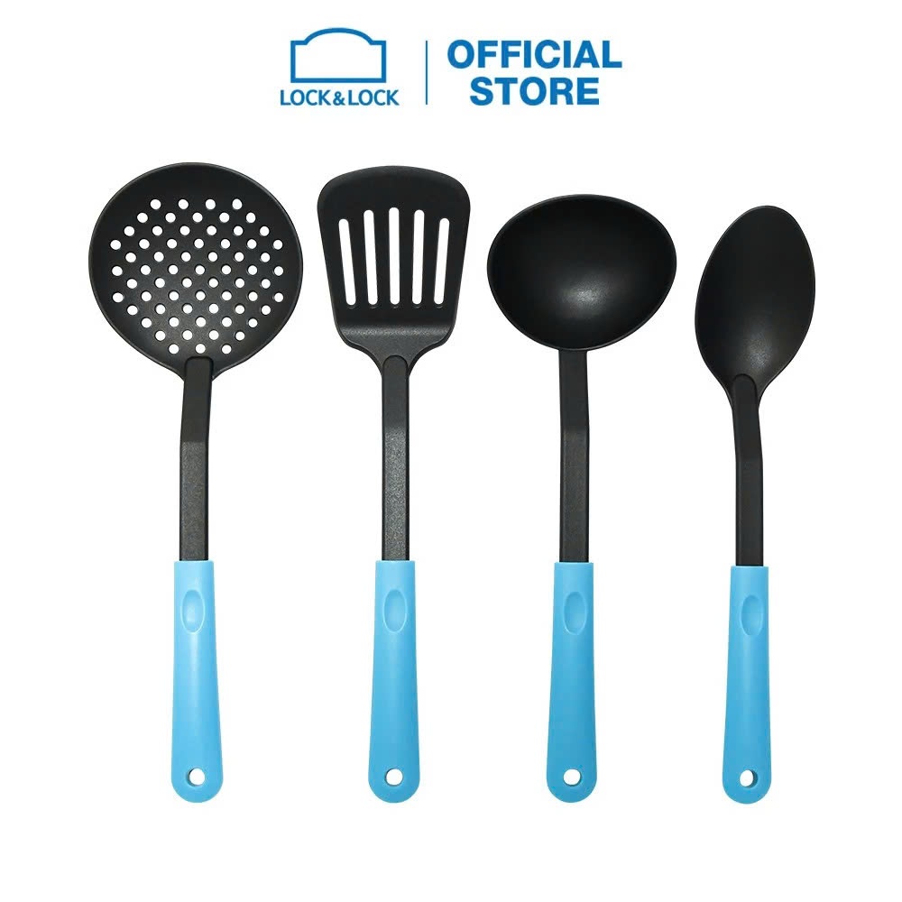 Bộ Dụng Cụ Nhà Bếp Bằng Nylon LocknLock Kitchen Tool CKT436S01, 5 Chi Tiết, Màu Xanh Dương - K-MALL