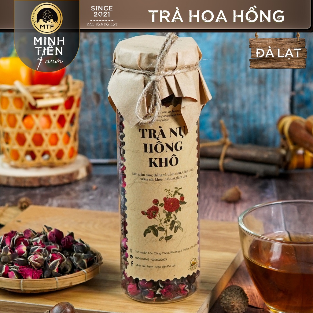 Trà hoa hồng, hoa nhài (lài) - Minh Tiến Farm - Giảm cân, Đẹp da - Đặc sản Đà Lạt