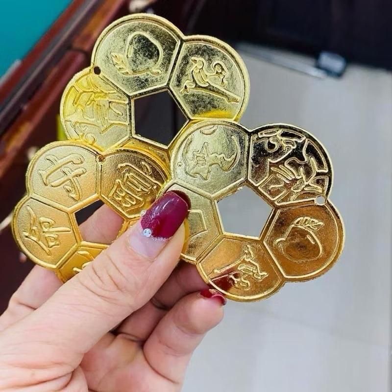 Đồng Xu Hoa Mai { Đã Xin Lộc } Đồng Nguyên Chất, Mạ Vàng, Xu Cổ Tài Lộc, Bình An, Để Ví, Trang Trí.
