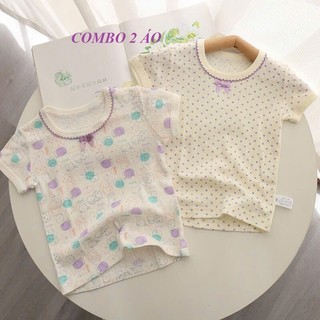 [N02 Hàng Xuất Nhật] Combo 2 Áo cotton bé gái, áo cộc tay cao cấp thông hơi kháng khuẩn cho bé, áo thun bé gái 8-30kg