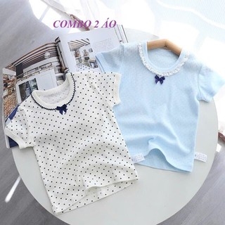 [N02 Hàng Xuất Nhật] Combo 2 Áo cotton bé gái, áo cộc tay cao cấp thông hơi kháng khuẩn cho bé, áo thun bé gái 8-30kg