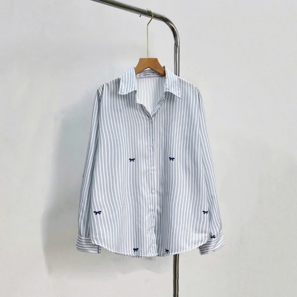 Ảnh Set Sơ Mi Quần Đùi Bigsize Nữ Áo Sơ Mi Nơ In Kèm Quần Short Năng Động Mùa Hè 50-95kg SET975 1