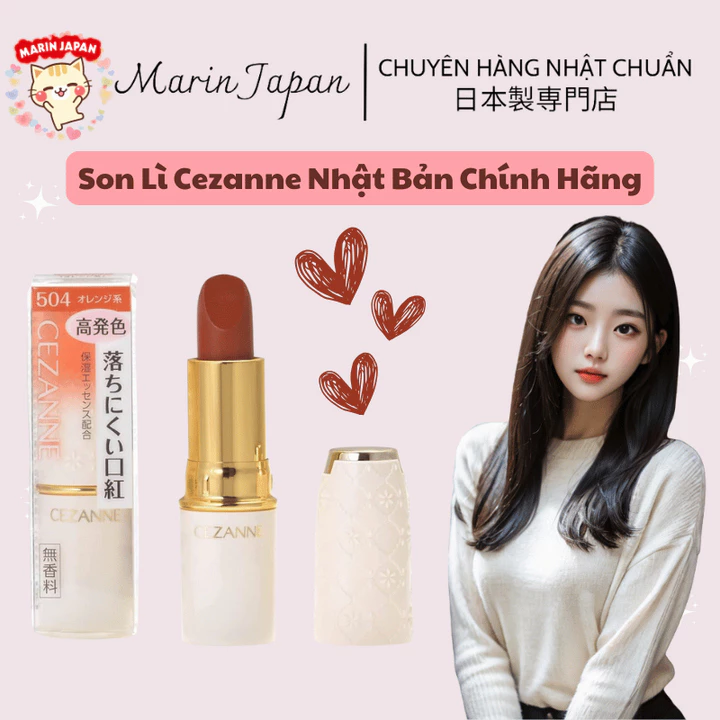 Son thỏi , son lì thiên nhiên Cezanne Son thỏi Lasting Lip Color N - Nhật Bản Chính Hãng