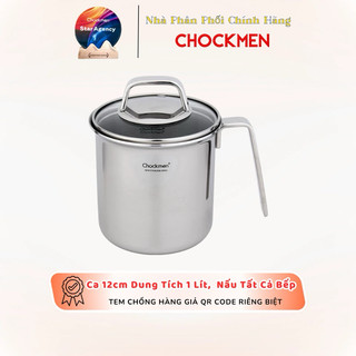 Ca Inox 1L Có Nắp Chockmen, Ca Nấu Mì Ca Pha Trà Chockmen CKM206