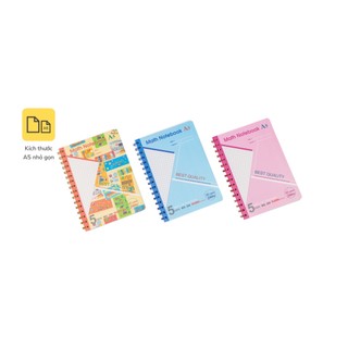 KLONG - Sổ Caro size A5 - Sổ Lò xo kép bìa màu 120 / 200 trang 70gsm - 100gsm Ô vuông 5mm 6mm; MS: 300 - 535 - 592 - 593