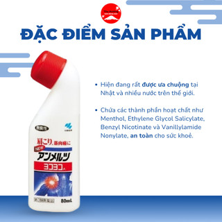 Lăn Giảm Đau Nhức Xương Khớp Kobayashi Yokoyoko Giảm Đau Vai Gáy Đầu Gối Chân Tay 80ml