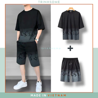 Bộ Đồ Thể Thao Thun Lạnh Mát Mẻ Nam, Nữ, Sport, Mùa Hè Ngắn Tay Mặc Nhà, Hoạ Tiết Loang Chữ, Đủ Size S --> XXL