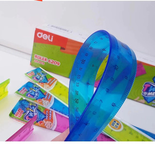 Thước kẻ nhựa dẻo EcoPVC 20cm Deli - Màu ngẫu nhiên - 1/2 chiếc - Chất liệu nhựa an toàn