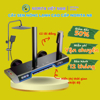 Cây sen tắm đứng cao cấp Norita N8 có hiển thị nhiệt độ và thời gian tắm viền full led chất liệu củ đồng BH 3 năm