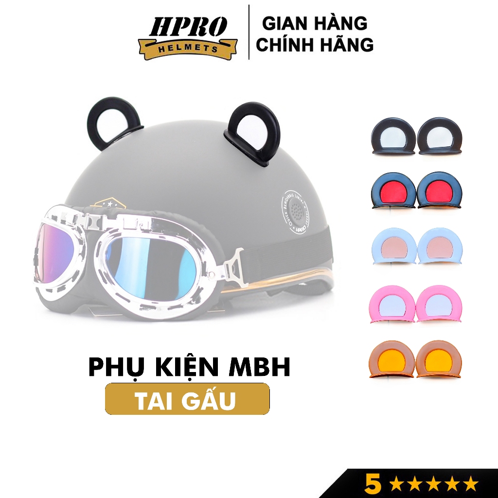 Ảnh Tai gấu gắn mũ bảo hiểm Hpro Helmet kèm keo dán, phụ kiện trang trí nón bảo hiểm thời trang, siêu cá tính 1