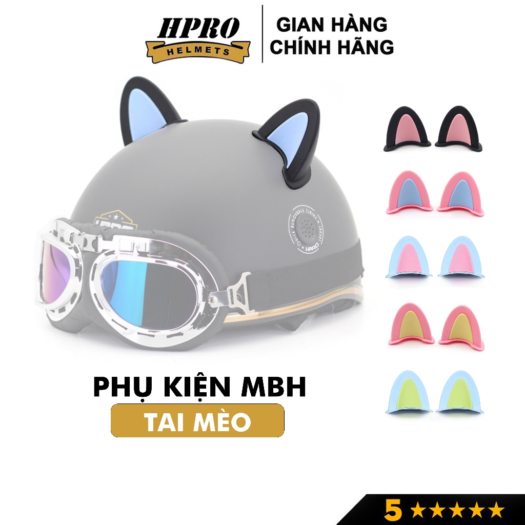 Ảnh Tai mèo gắn mũ bảo hiểm cute, siêu dễ thương, phiên bản mới phối 2 màu độc lạ, phụ kiện mũ bảo hiểm Hpro Helmet 1