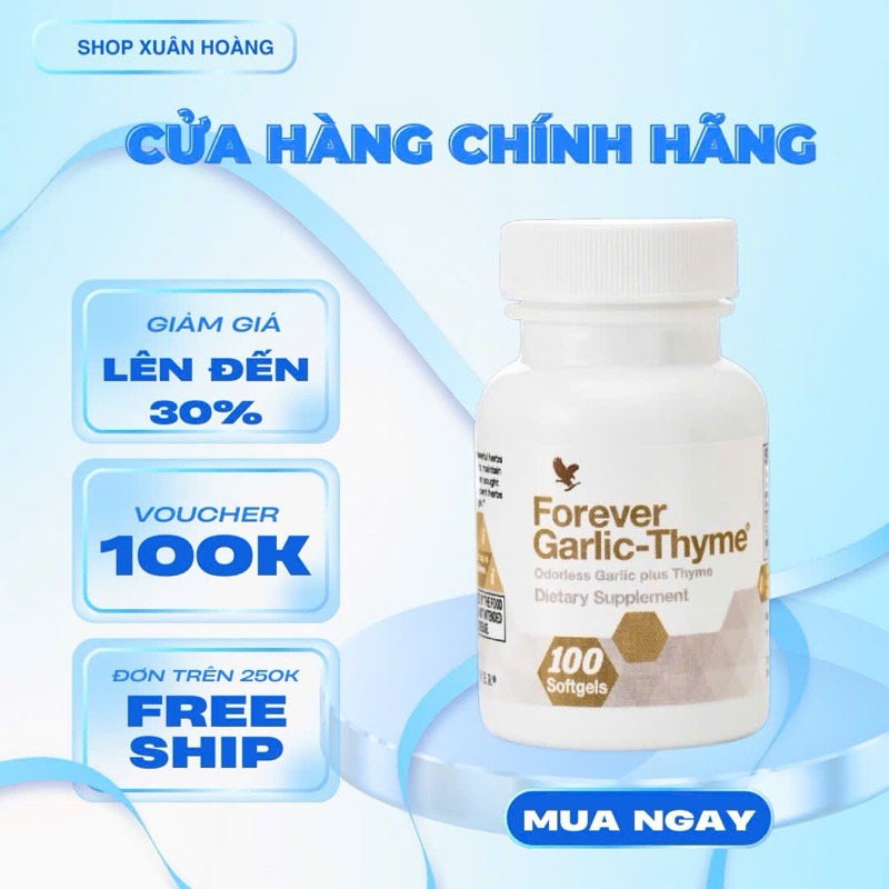 VIÊN TỎI ĐEN - Forever Garlic-Thyme 065Flp. Hỗ Trợ Tăng Cường Miễn Dịch, Cảm Cúm, Ho 100v/lọ
