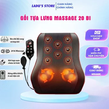 Gối Massage Hồng Ngoại Gối Tựa Lưng Masage 20 Bi Cao Cấp Mát-xa Hồng Ngoại Toàn Thân Giảm Đau