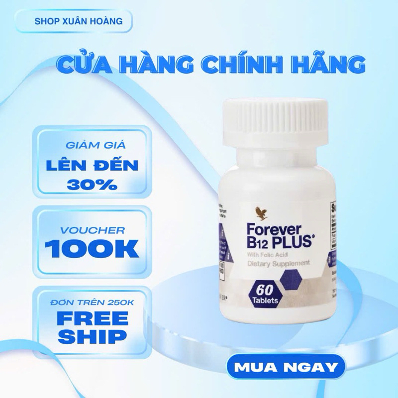 VIÊN BỔ MÁU- FOREVER B12 PLUS 188Flp. Hỗ Trợ Giảm Mệt Mỏi, Bổ Máu, Sản Sinh Tế Bào Hồng Cầu. 60v/lọ