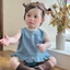 hàng quảng châu- Set ba lỗ bò cover Hàn Quốc hàng quảng châu gồm quần + áo cho bé gái 5-13kg