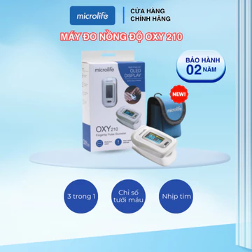 Máy đo nồng độ Oxy trong máu MICROLIFE OXY 210 có thiết kế nhỏ gọn, với chế độ đo 3 trong 1