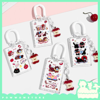 Bao Đựng Thẻ Nhân Viên Nhựa Mica Trong Suốt Phong Cách Hoạ Tiết Nhân Vật Hoạt Hình Hình Thú Animal Cat Dog Thú Vị Táo Đỏ