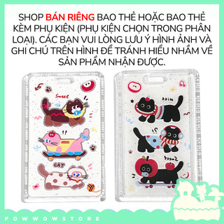 Bao Đựng Thẻ Nhân Viên Nhựa Mica Trong Suốt Phong Cách Hoạ Tiết Nhân Vật Hoạt Hình Hình Thú Animal Cat Dog Thú Vị Táo Đỏ