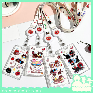 Bao Đựng Thẻ Nhân Viên Nhựa Mica Trong Suốt Phong Cách Hoạ Tiết Nhân Vật Hoạt Hình Hình Thú Animal Cat Dog Thú Vị Táo Đỏ