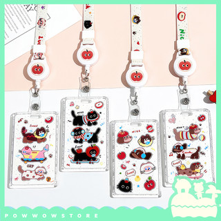 Bao Đựng Thẻ Nhân Viên Nhựa Mica Trong Suốt Phong Cách Hoạ Tiết Nhân Vật Hoạt Hình Hình Thú Animal Cat Dog Thú Vị Táo Đỏ
