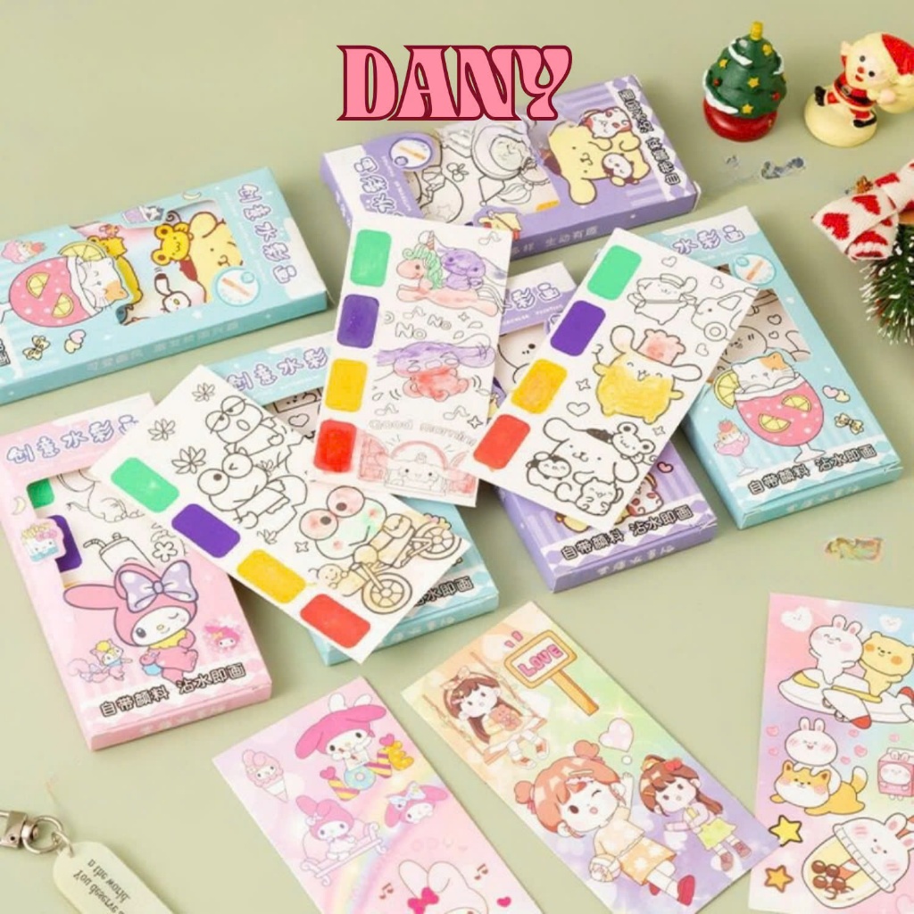 HK0138 DANY 3/5 BỘ 6 TỜ TRANH TÔ MÀU NƯỚC CHO BÉ, QUÀ TẶNG SINH NHẬT CHO BÉ