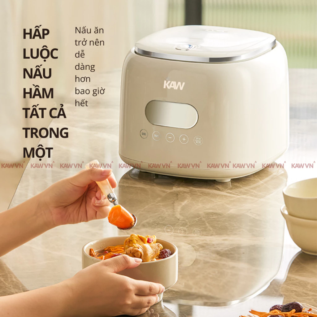 Nồi Cơm Điện Tử Cảm Ứng KAW 1,2L Thông Minh, Công Suất 400W, Ruột Nồi Inox 5 Lớp Chống Dính An Toàn