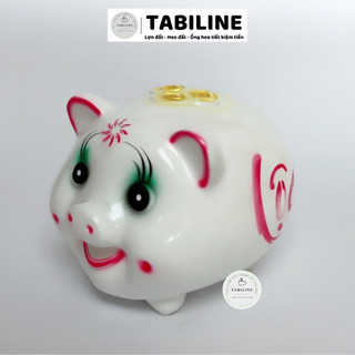 Heo đất ống tiết kiệm tiền lỗ ngang size vừa siêu cute đẹp LD03 - TABILINE
