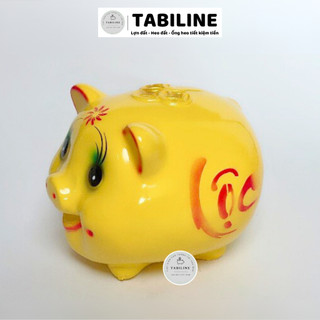 Heo đất ống tiết kiệm tiền lỗ ngang size vừa siêu cute đẹp LD03 - TABILINE