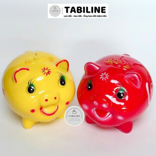 [Giá siêu rẻ] Heo đất ống tiết kiệm tiền lỗ ngang size to chữ lộc may mắn LD04 - TABILINE