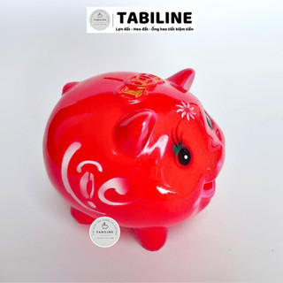 [Giá siêu rẻ] Heo đất ống tiết kiệm tiền lỗ ngang size to chữ lộc may mắn LD04 - TABILINE