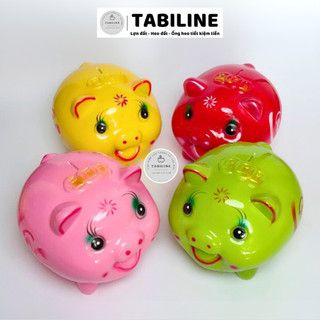 [Giá siêu rẻ] Heo đất ống tiết kiệm tiền lỗ ngang size to chữ lộc may mắn LD04 - TABILINE