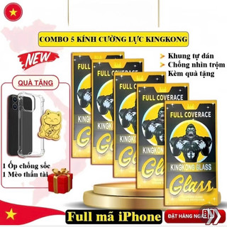 combo 5 kính cường lực King Kong chống nhìn trộm từ iP 6 Plus đến ip 16PRM tặng một mèo thần tài và một ốp lưng ĐT