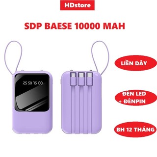 sạc dự phòng baese 10000 mah, liền dây, sạc nhiều thiết bị, đèn Led, bảo hành 12 tháng