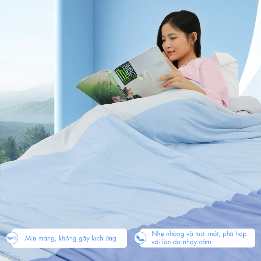 Ảnh Mền lạnh I Cool Advance NIN House NM8034 1m6x2m1 hoạ tiết chữ | Chăn chần cotton Ice Silk 1
