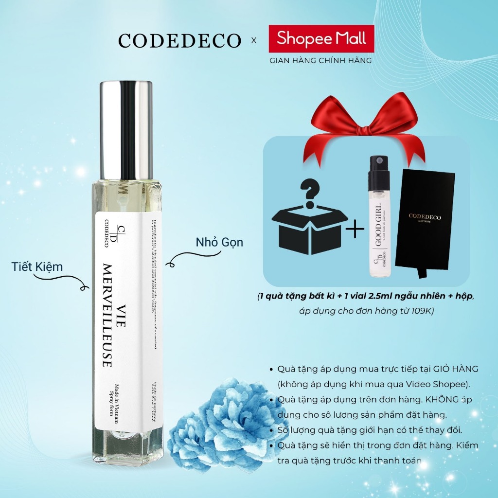 Ảnh Tinh dầu thơm nữ CODEDECO Vie Merveilleuse 10ml dạng xịt - Nhẹ nhàng, Tinh tế, Ngọt ngào 1