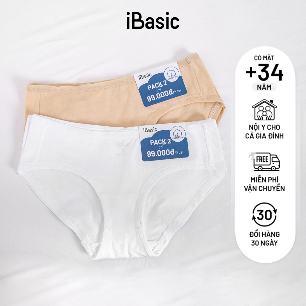 Ảnh Pack 2 combo quần lót nữ cotton USA kháng khuẩn cao cấp lưng vừa iBasic PANW172-PA2 2