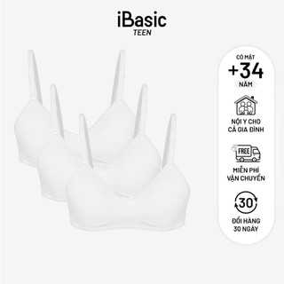 Combo 3 áo ngực nữ học sinh iBasic không gọng mút mỏng cotton USA kháng khuẩn BRAT018