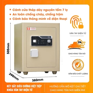 Két Sắt Vân Tay Điện Tử Việt Tiệp KVTSC66-VT Nặng 50kg Nội Thất Bọc Da Khóa Thông Minh (Miễn Phí Giao Hàng)