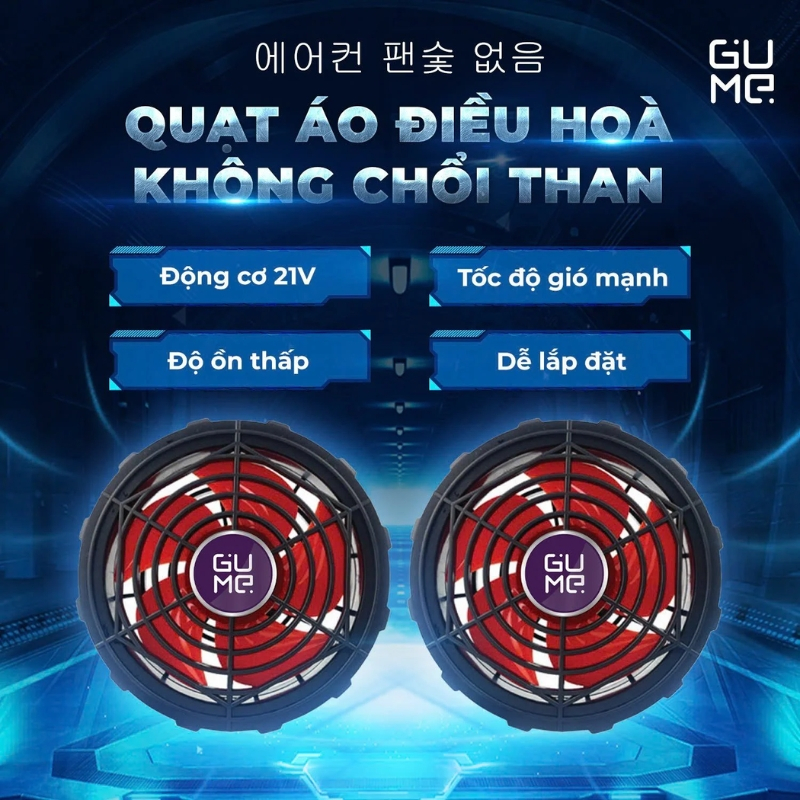 Áo điều hoà chính hãng GUME ACG26 Pin 28000mha, quạt 21V siêu mạnh, chống tia uv, bảo hành 12 tháng