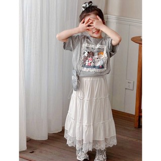 [B&G] Sét áo cotton+chân váy trắng dài tiểu thư cho bé gái từ 10-45kg(2-12 tuổi)