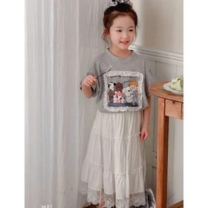 Sét áo cotton+chân váy trắng dài tiểu thư cho bé gái từ 10-45kg(2-12 tuổi)