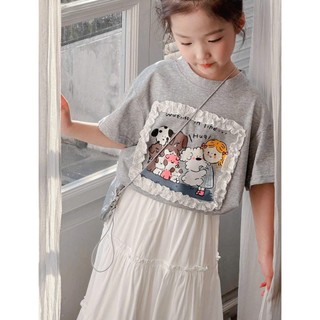 [B&G] Sét áo cotton+chân váy trắng dài tiểu thư cho bé gái từ 10-45kg(2-12 tuổi)