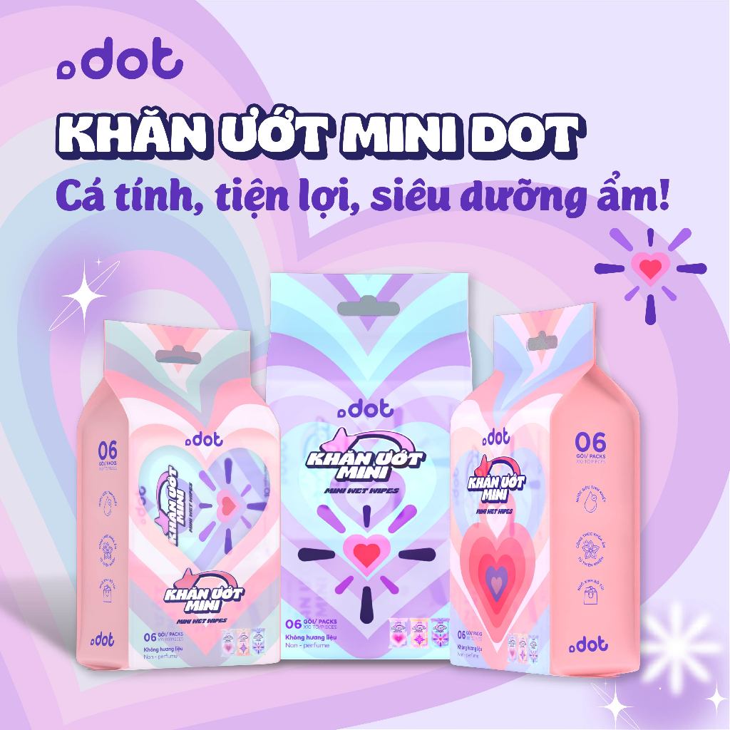 Ảnh -Lốc 6 gói khăn ướt mini Dot 10 tờ không mùi, khăn giấy ướt nhỏ gọn tiện lợi 1