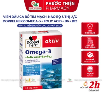 Viên dầu cá Doppelherz Omega 3 Folic acid B6 B12 omega 3 Đức hộp 30 viên