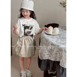 [B&G] Sét áo mix ren thêu đính nơ kèm chân váy kaki túi hộp cho bé gái từ 10-45kg(1-12 tuổi)