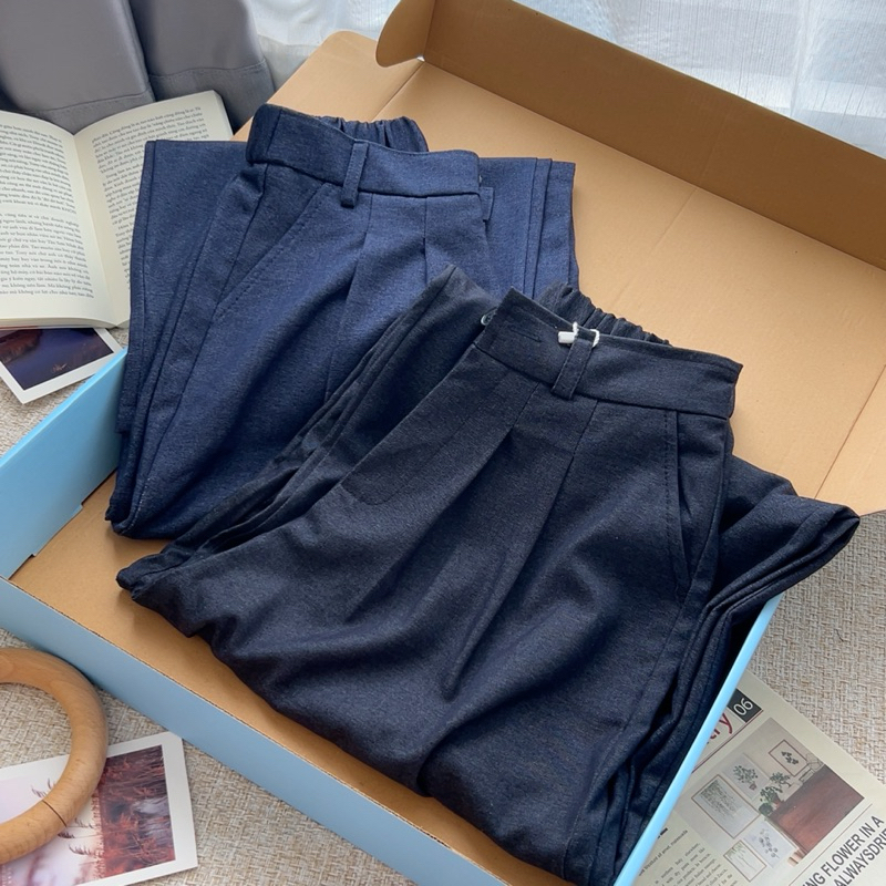 Quần Jeans Lạnh Ống Rộng From Suông Eo Cao Chất Vải Mềm Chống Nhăn Basic Hàn Quốc SANA CLOSET #262