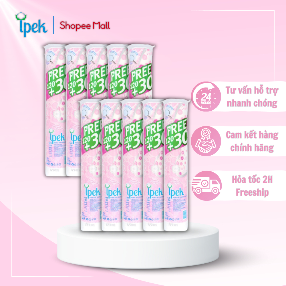 Ảnh Combo 10 gói bông tẩy trang Ipek Thổ Nhĩ Kỳ 150 miếng (10 gói * 150 miếng) 2