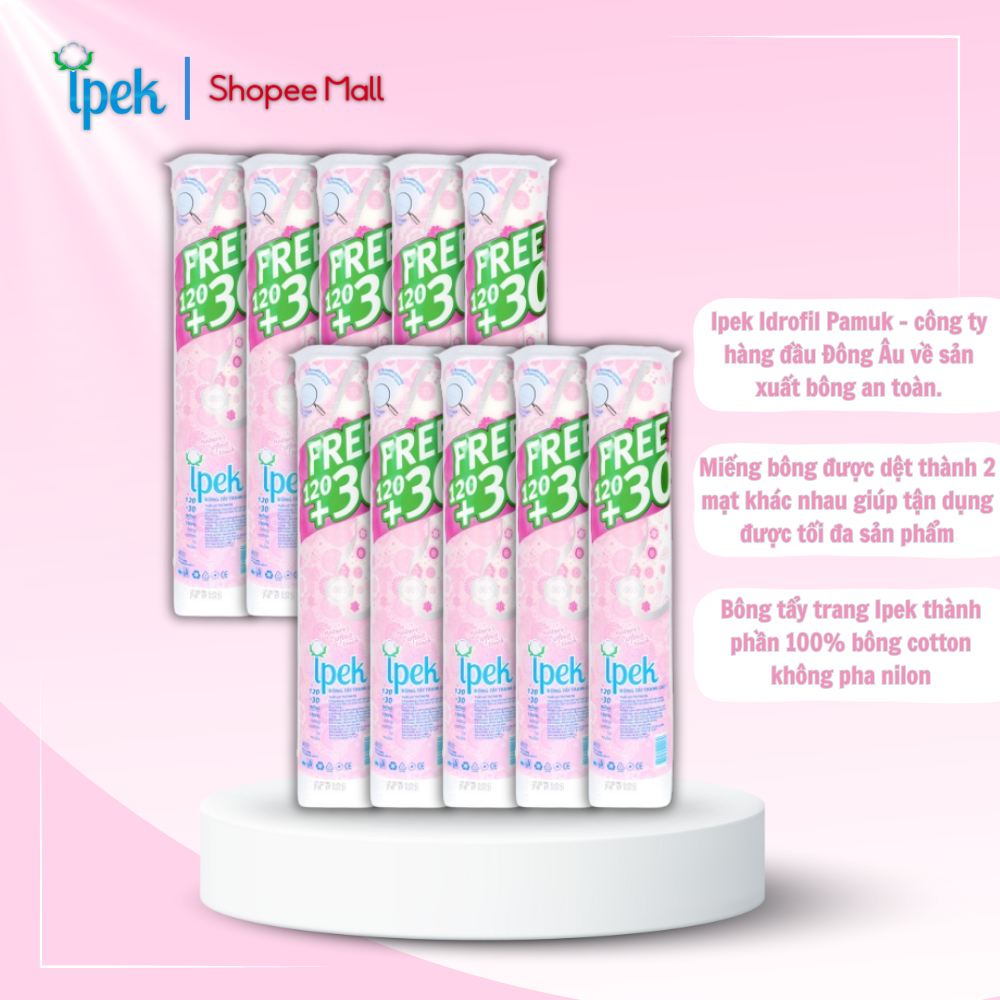 Ảnh Combo 10 gói bông tẩy trang Ipek Thổ Nhĩ Kỳ 150 miếng (10 gói * 150 miếng) 3