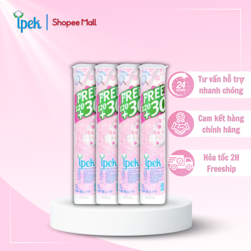Ảnh Combo 4 gói bông tẩy trang ipek nhập khẩu Thổ Nhĩ Kỳ 130 miếng (4x130 miếng) 1